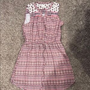 GAP Pink and White Sleeveless Sundress with Peter Pan Collar